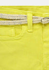 Mayoral Baby Girls Belted Denim Shorts, Yellow