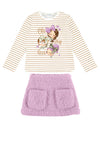 Mayoral Girls Top and Skirt Set, White & Lilac