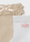 Mayoral Baby Girls Two Piece Sock Set, Gold & White