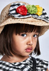Mayoral Girls Straw Floral Bow Hat, Black