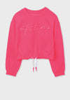 Mayoral Girls Draw Hem Sweatshirt, Neon Pink