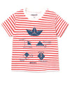 Mayoral Baby Boys Boat Print Stripe T-Shirt, Red