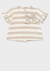 Mayoral Baby Girls Striped Linen & Cotton Top, Beige