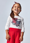 Mayoral Girls Paisley Print T-Shirt & Headband Set, White Multi
