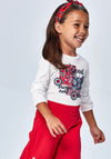 Mayoral Girls Paisley Print T-Shirt & Headband Set, White Multi
