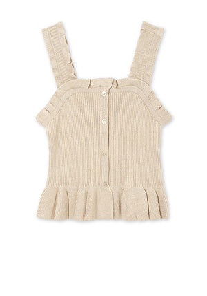 Mayoral Girls Ruffle Canale Glitter Top, Gold