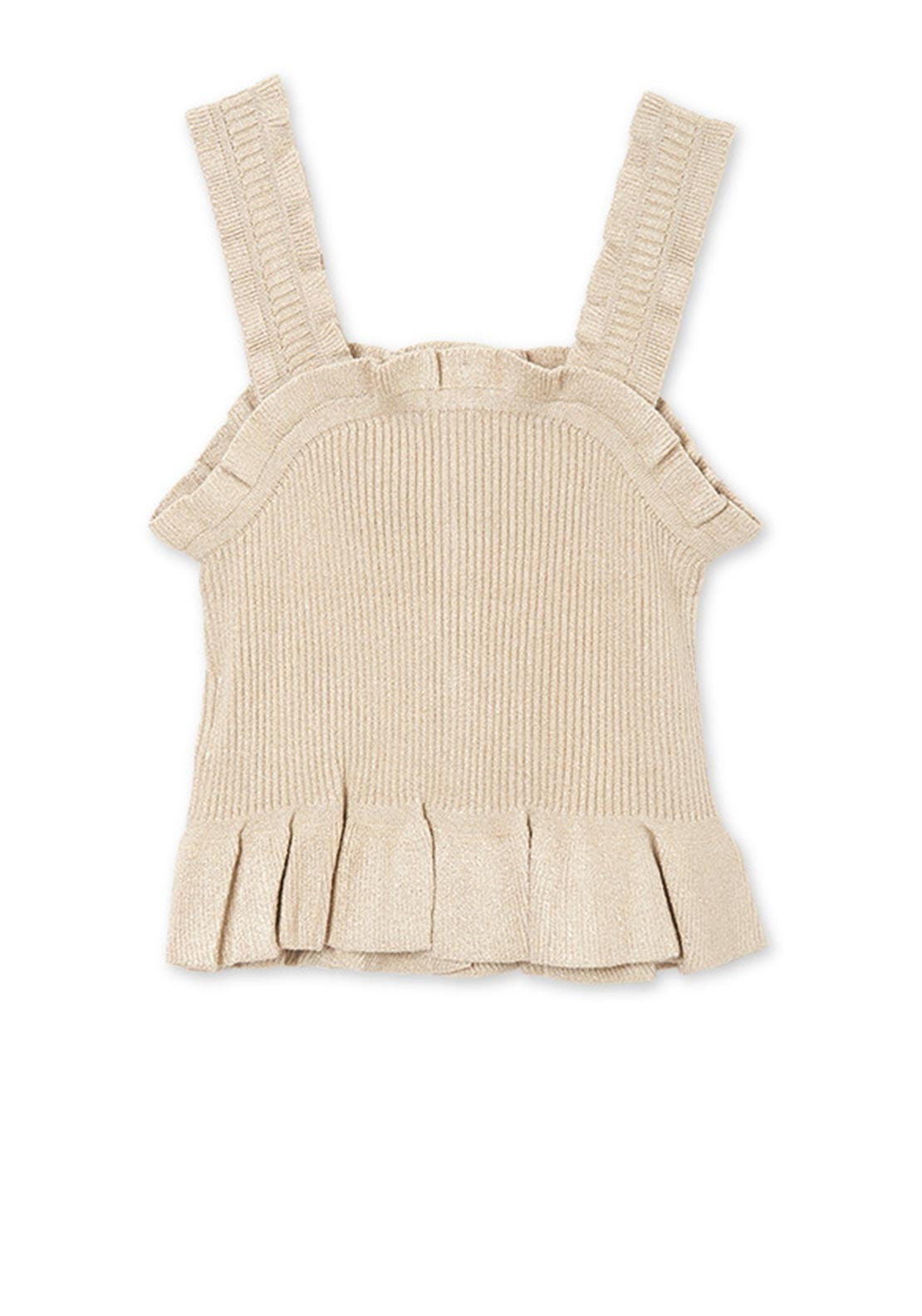 Mayoral Girls Ruffle Canale Glitter Top, Gold