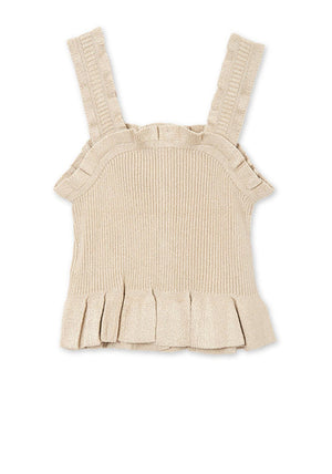 Mayoral Girls Ruffle Canale Glitter Top, Gold