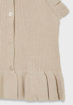Mayoral Girls Ruffle Canale Glitter Top, Gold