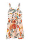 Mayoral Girls Tropical Strap Dress, Peach Multi