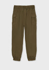 Mayoral Girls Loose Fit Cargo Trousers, Khaki