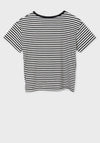 Mayoral Girls Striped Tie Hem T-Shirt, Black & White