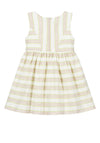 Mayoral Girls Striped Cotton & Linen Dress, Beige
