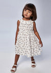 Mayoral Girls Animal Print Cotton Dress, White Multi