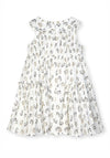 Mayoral Girls Animal Print Cotton Dress, White Multi