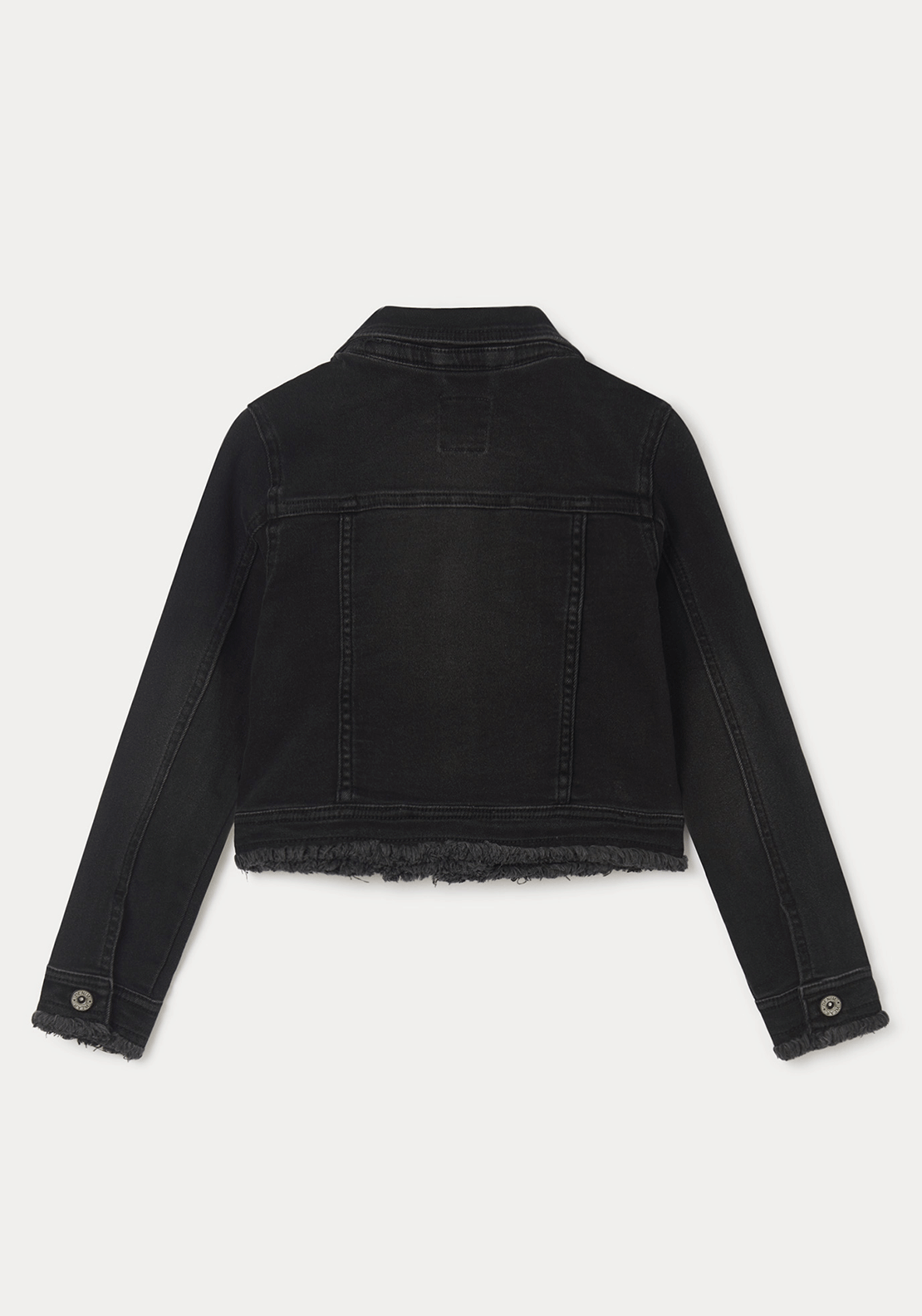 Mayoral Older Girls Embroidered Denim Jacket, Black