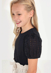 Mayoral Older Girl Pattern Sleeve T-Shirt, Black