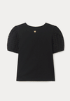 Mayoral Older Girl Pattern Sleeve T-Shirt, Black