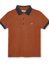 Mayoral Boys Dot Print Polo Shirt, Rust