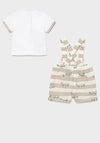 Mayoral Baby Boys Stripe Romper Outfit, Beige
