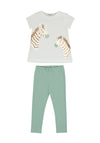 Mayoral Girls Zebra T-Shirt & Leggings Set, White Multi