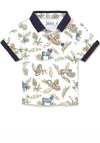 Mayoral Baby Boys Jungle Print Polo Shirt, White Multi