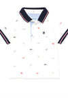 Mayoral Baby Boys Micro Print Polo Shirt, Off-White