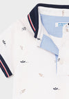 Mayoral Baby Boys Micro Print Polo Shirt, Off-White