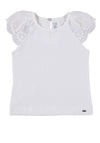 Mayoral Girls Embroidered T-Shirt, White