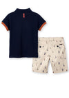 Mayoral Boys Polo Shirt & Shorts Set, Navy & Beige