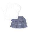 Mayoral Girls Stripe Top & Skirt Set, Navy & White