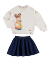 Mayoral Girls Sweater and Skirt Set, Cream Multi