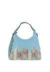 Zen Collection Hobo Snake Print Shoulder Bag, Blue