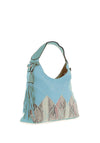 Zen Collection Hobo Snake Print Shoulder Bag, Blue