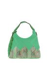 Zen Collection Hobo Snake Print Shoulder Bag, Green