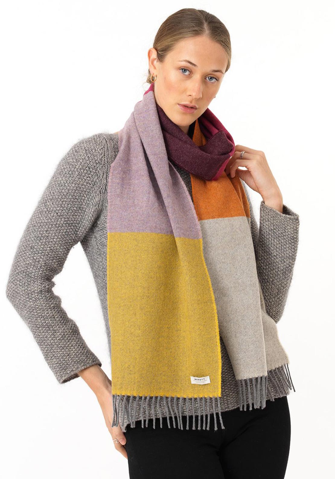 Mc Nutt of Donegal Vegas Stripe Colour-Block Scarf, Multi