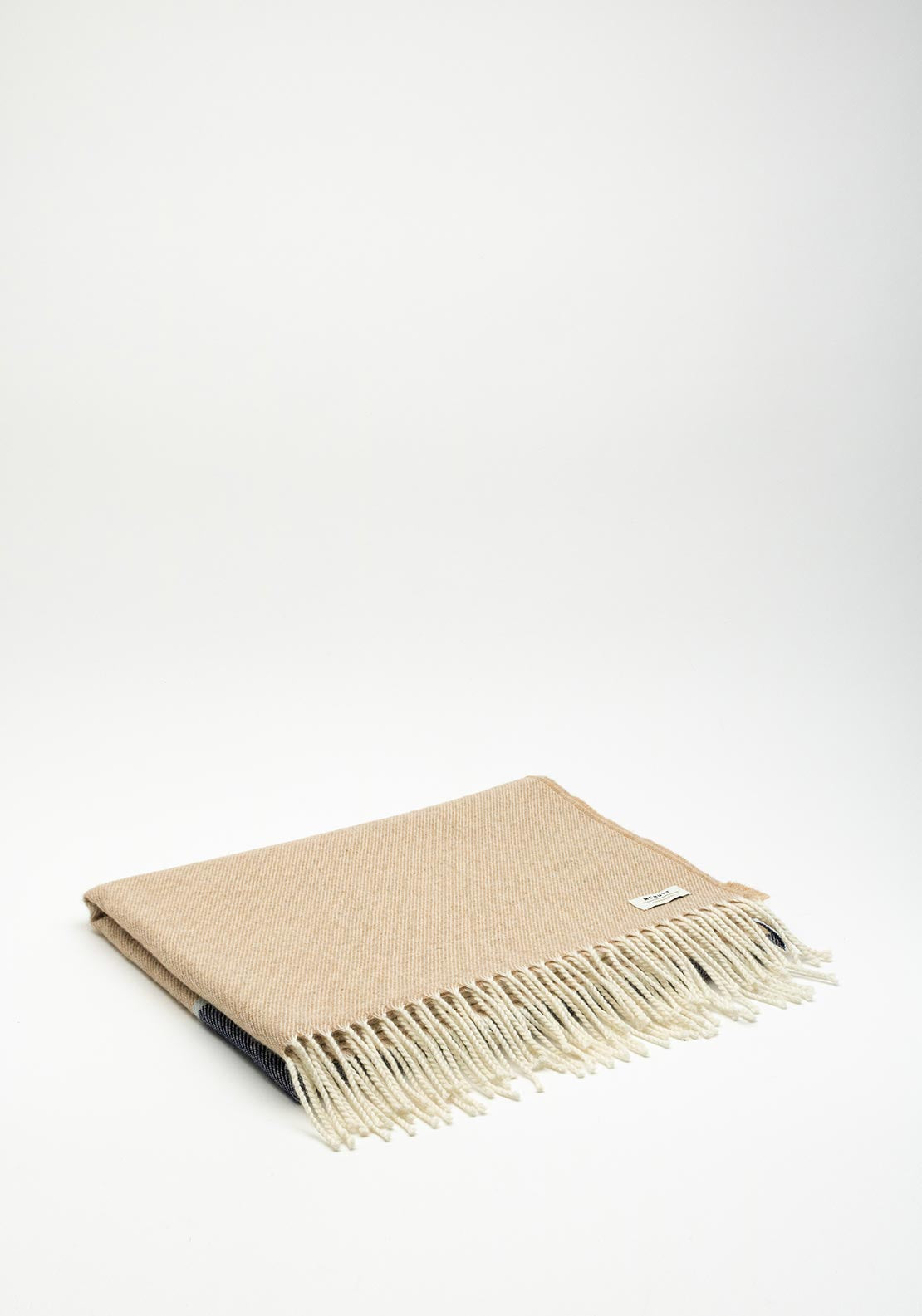 McNutt of Donegal Beige & Navy Lambswool Scarf McElhinneys