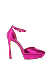Menbur Metallic Pointed Toe Platform Stiletto Heel Shoes, Pink