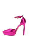 Menbur Metallic Pointed Toe Platform Stiletto Heel Shoes, Pink