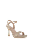 Menbur Shimmer Square Toe Heeled Sandals, Gold