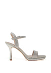 Menbur Shimmer Square Toe Heeled Sandals, Silver
