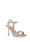 Menbur Shimmer Square Toe Heeled Sandals, Silver