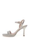 Menbur Shimmer Square Toe Heeled Sandals, Silver