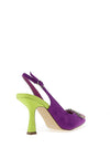 Menbur Pointed Toe Brooch Heeled Shoes, Purple & Lime