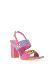 Menbur Colour Block Block Heel Sandals, Pink and Lilac