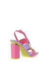 Menbur Colour Block Block Heel Sandals, Pink and Lilac
