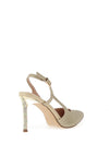 Menbur Pointed Toe Diamante Heeled Shoes, Gold