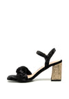 Menbur Velvet Braided Block Heeled Sandals, Black