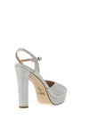 Menbur Glitter Platform Heeled Sandals, Silver