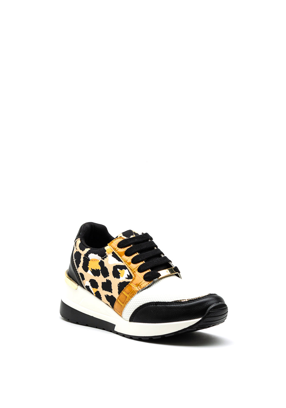 Menbur Animal Print Wedge Trainer, Black Multi